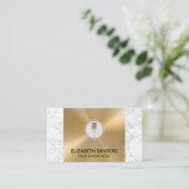 Microfoon | Marmer en goud metaal Visitekaartje (Staand voorkant)