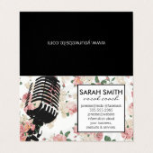 Microfoon met bloemenpatroon visitekaartjes (Buitenkant ongevouwen)