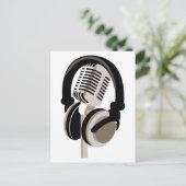  microfoon met hoofdtelefoon briefkaart (Staand voorkant)