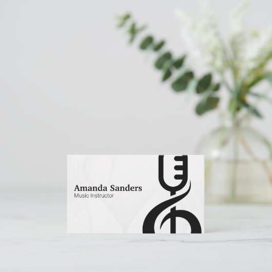 Microfoon Muzieknoot Grafisch Visitekaartje (Staand voorkant)