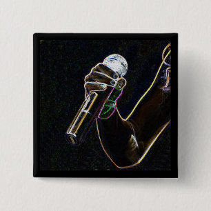 microfoon muziekzangeres vierkante button 5,1 cm