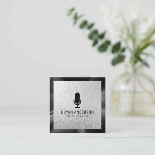 microfoon vierkante visitekaartje (Staand voorkant)