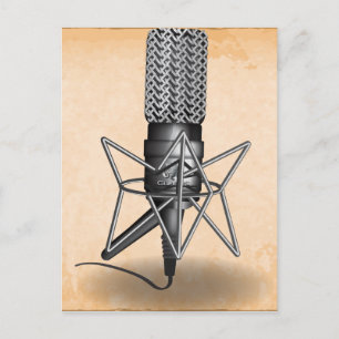 Microfoon Vintage Briefkaart
