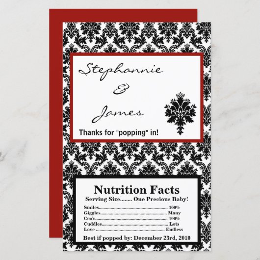 Microgolf Popcorn Wrapper Black Red Damask (Voorkant / Achterkant)