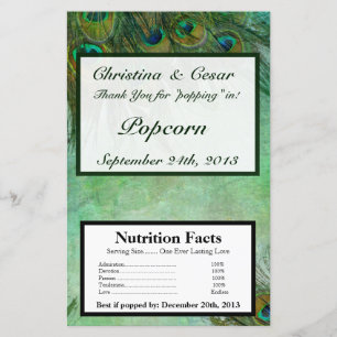 Microgolf Popcorn Wrapper Peacock Green Feathers