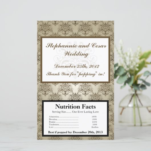 Microgolf Popcorn Wrapper Tanish Brown Damask (Staand voorkant)