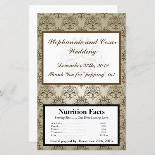 Microgolf Popcorn Wrapper Tanish Brown Damask (Voorkant / Achterkant)