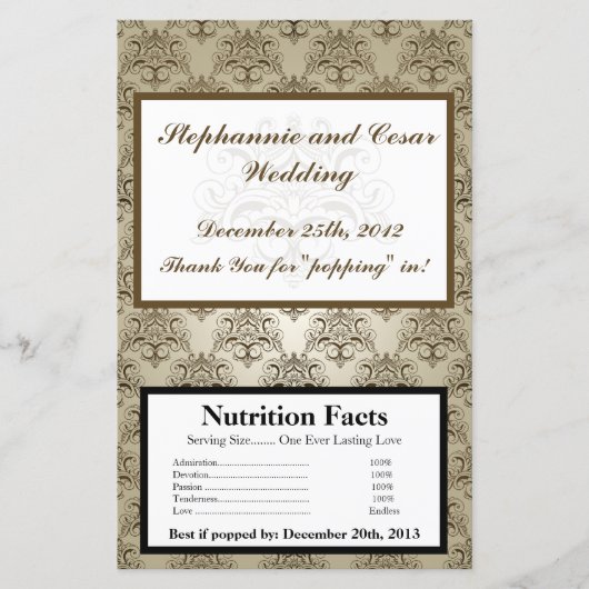 Microgolf Popcorn Wrapper Tanish Brown Damask (Voorkant)