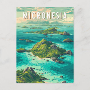 Micronesia Illustratie Reis Kunst Vintage Briefkaart