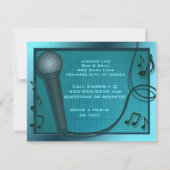 Microphone bleu Karaoke Party Invitation (Dos)
