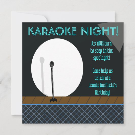 Microphone dans Spotlight Karaoke Night Invitation (Devant)