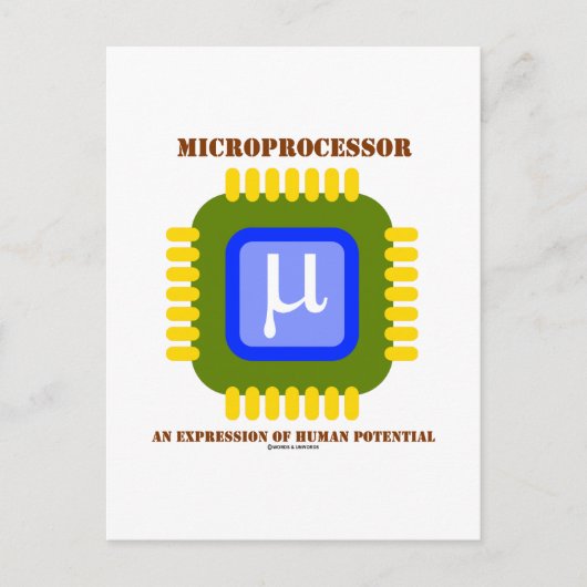 Microprocessor en expressie van het menselijk pote briefkaart (Voorkant)