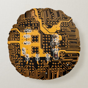 Microschemaillustratieschip, micro,backgro rond kussen