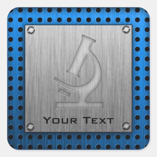 Microscoop; Metaal-blik Vierkante Sticker (Voorkant)