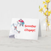 Microscooter trick cartoon kaart (Gele Bloem)