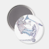 Microscooter wheelie cartoon micro scooter magneet (Voorkant / Achterkant)