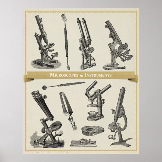 Microscopen en instrumenten poster (Voorkant)