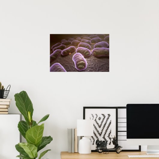 Microscopisch uitzicht van bacteriën poster (Thuiskantoor)