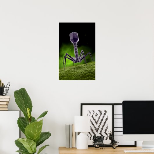 Microscopisch Uitzicht van bacteriofaag Poster (Thuiskantoor)