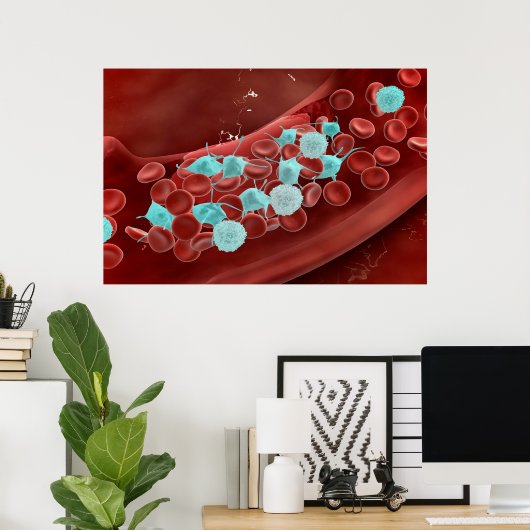 Microscopisch Uitzicht van bloeduitzetting Poster (Thuiskantoor)