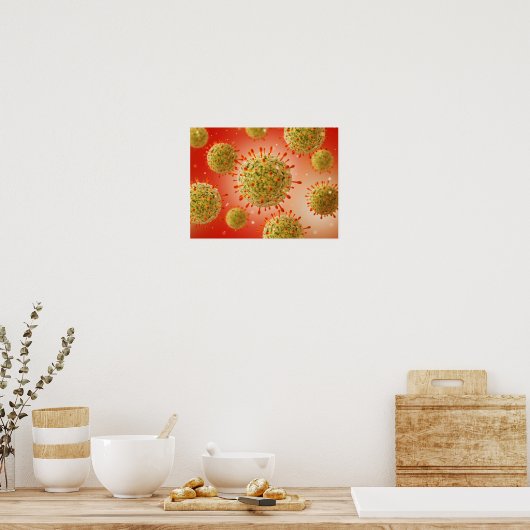 Microscopisch Uitzicht van het herpesvirus 1 Poster (Keuken)