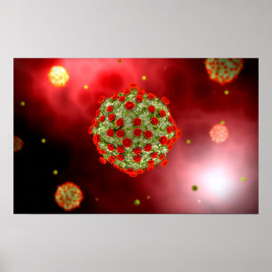 Microscopisch Uitzicht van het HIV-virus 2 Poster