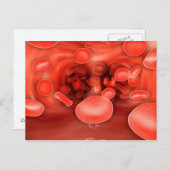 Microscopisch Uitzicht van het Stromen van Rode Briefkaart (Voorkant / Achterkant)