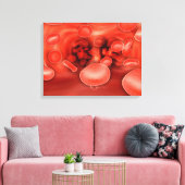 Microscopisch Uitzicht van rode bloedcellen die st Canvas Afdruk (Insitu (Woonkamer))