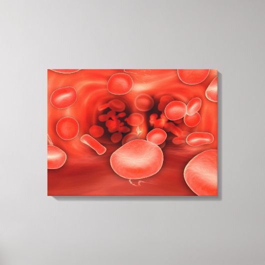 Microscopisch Uitzicht van rode bloedcellen die st Canvas Afdruk (Voorkant)