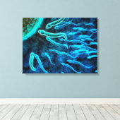 Microscopisch Uitzicht van spinzwemmen naar eieren Canvas Afdruk (Insitu (Houten vloer))