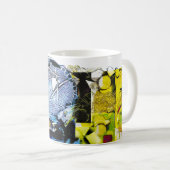 Microscopische mariene kunst: Blauwe Thalassiosira Koffiemok (Voorkant rechts)