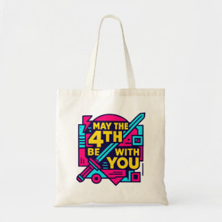 Microstock metadatitels: Retro Neon May the 4th Tote Bag