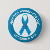 Microtia Blue Awareness Day Ribbon Ronde Button 5,7 Cm (Voorkant)