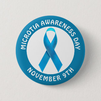 Microtia Blue Awareness Day Ribbon Ronde Button 5,7 Cm