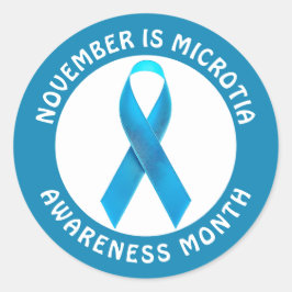 Microtia Blue Awareness Month Ribbon Ronde Sticker