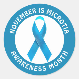 Microtia Blue Awareness Month Ribbon Ronde Sticker