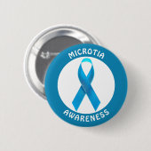 Microtia Blue Awareness Ribbon Ronde Button 5,7 Cm (Voorkant /achterkant)