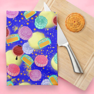 Mid Autumn festival mooncakes blue Theedoek