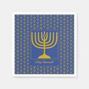 Mid Blue Chanukah MENORAH Servet