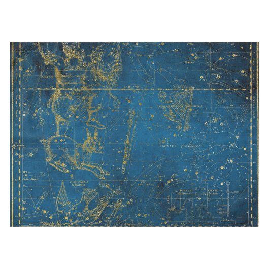 Mid Blue & Gold Star Map geïllustreerd Tafelkleed (Voorkant (Horizontaal))