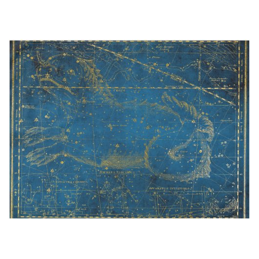  Mid Blue & Gold Star Map geïllustreerd Tafelkleed (Voorkant (Horizontaal))