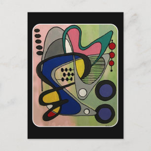 'Mid-Cent Mod Abst, Astro Picnic' schilderij op ee Briefkaart