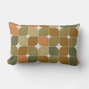 Mid Century Abstract Bruin Sinaasappel Tan Pattern Kussen