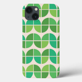 Mid Century Abstract geometrisch groen patroon iPhone 13 Hoesje
