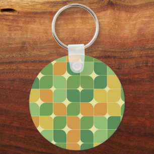 Mid Century Abstract Patroon groen sinaasappel Gee Sleutelhanger