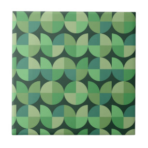 Mid Century Abstracte geometrische groene vormen Tegeltje