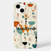 Mid-Century Abstracte Monogram Aangepaste Naam Case-Mate iPhone Case (Achterkant)