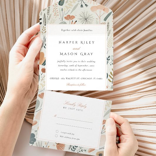 Mid-Century All-in-One Tear-Away RSVP All In One Uitnodiging