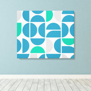 Mid Century Aquatische Tegels Canvas Afdruk