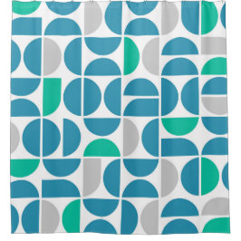 Mid Century Aquatische Tegels Douchegordijn